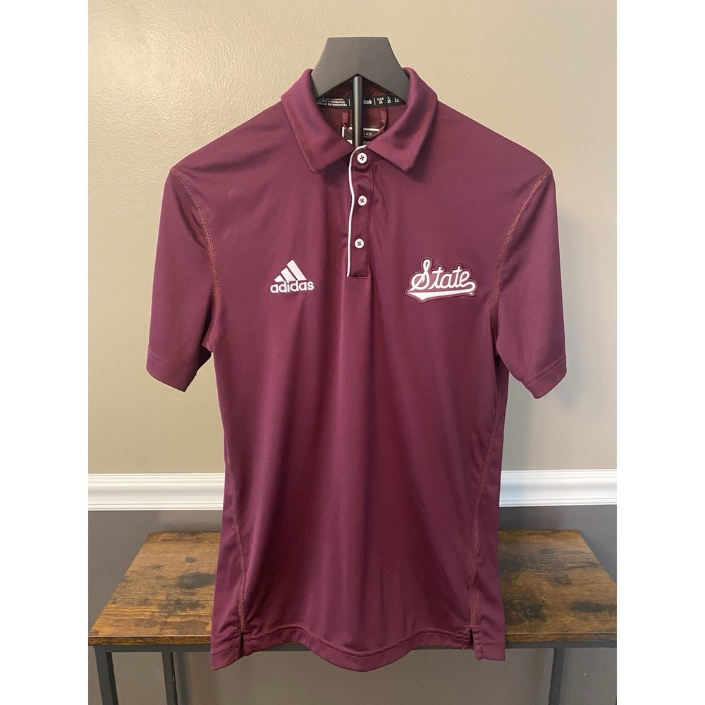 Adidas Mississippi State Bulldogs Team Issued Polo Shirt X-Small Maroon